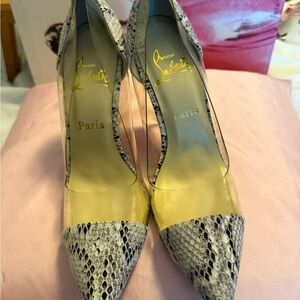Christian Louboutin Snakeskin Heels - Black and Gray